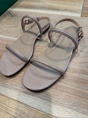 J. Crew Rich Taupe Patent Leather Strappy Sandals